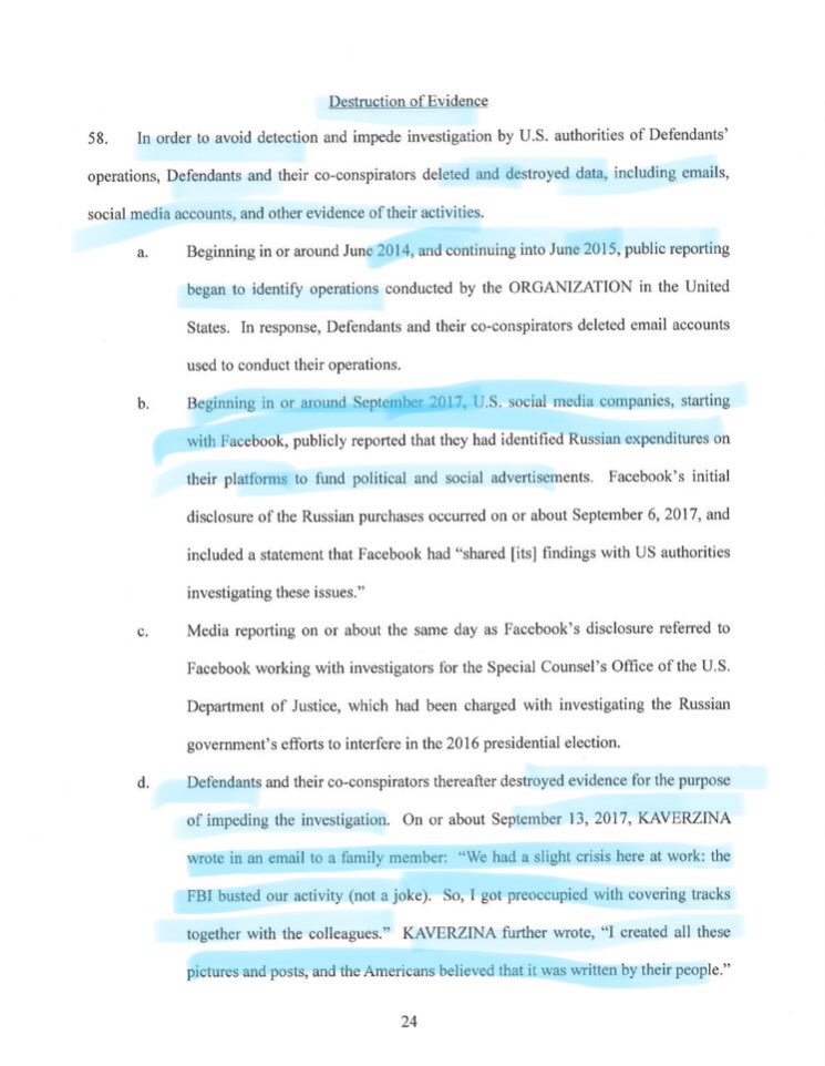 15/ BUT THEIR EMAILS: As reporters/FBI close in, Defendants try to destroy evidence.“We had a slight crisis here at work: the FBI busted (us)..preoccupied with covering tracks..I created all these pictures and posts, and the Americans believed it was written by their people.”