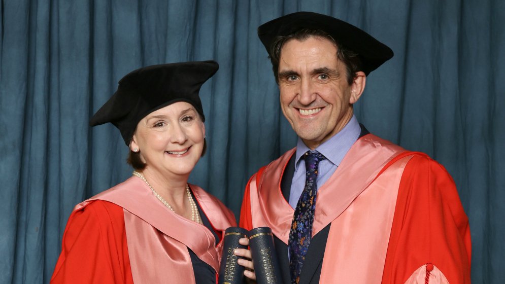 Heidi Thomas and Stephen McGann with their honorary degrees,