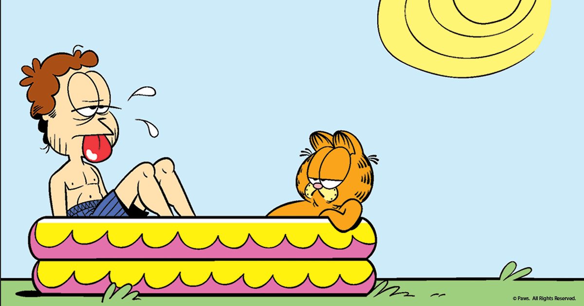 Garfield's tweet image. Stay cool. #HEATWAVE2019 #ThursdayThoughts #comicstrip