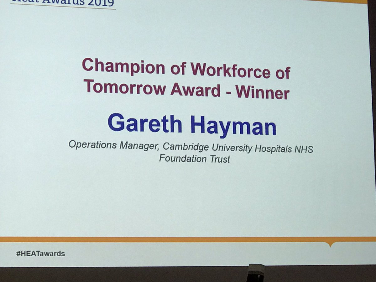 debmorgan71's tweet photo. Brilliant, the inspirational @garethhayman has been awarded #ChampionOfWorkforceOfTomorrowAward @NHS_HealthEdEng #HEATaward @RCPLondon @CUH_NHS 👏👏🎉 https://t.co/QjxnrZNLvF