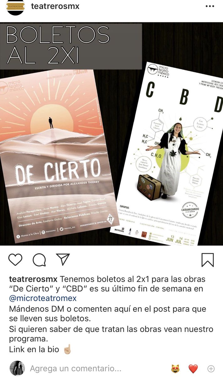 PrisGaEs's tweet photo. Promo para nuestro último fin de semana en @MicroTeatroMex Boletos al 2X1!!! Entren al Ig de #TeatrerosMx y ahí también encontrarán el link de nuestra padrísima entrevista con @rafablasquezz #DeCierto Actúo hoy en las dos funciones a partir de las 10pm Sala 8️⃣ @BuendiaCbd Sala 4️⃣ https://t.co/ysdoT44QNz