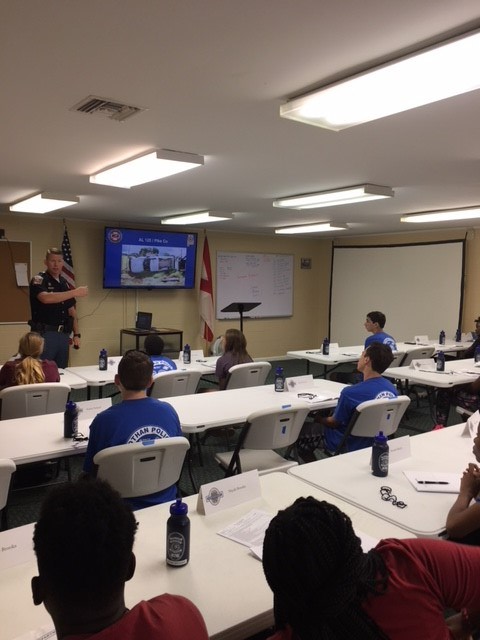 ALEAProtects: On July 15th, ALEA participated in Dothan Police Department's Junior Police Academy. Trooper Sr. Jeremy Burkett did a presentation on seatbelt safety and ALEA Aviation also spoke with the students. #ALEA #ALEATrooper #ALEAAviation
