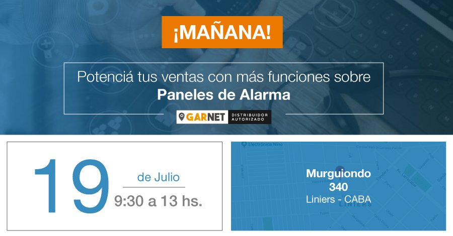 Mañana, 19 de julio, te esperamos de 9:30 a 13:00h para potenciar tus ventas con más funciones sobre Paneles de Alarma, de la mano de nuestros amigos de #Garnet.

¿Dónde? 👉 Murguiondo 340, Liniers, CABA. Inscripción: ventas@radio-oeste.com.ar

Cupos limitados. Evento gratuito.
