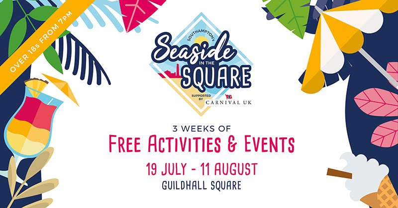 SouthamptonCan's tweet photo. Seaside in the Square is back! Check out the website for the full programme of free activities. There is something for everyone! #SouthamptonCan https://t.co/HnGK8Yvnib https://t.co/EaFD3Tt2K1