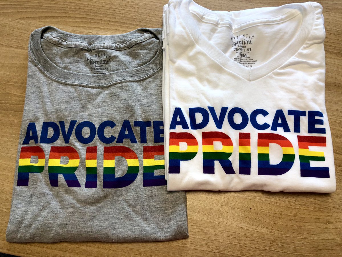 Join us in advocating Pride! Watch for us at the #HalifaxPrideParade Saturday & our fab shirts are for sale at our 2882 Gottingen office $20, taxes in #AdvocatePride #MadeInNovaScotia @StanfieldsLtd #halifaxnoise #pride2019 #LoveIsLove #SpreadLove #AdvocateLove #AdvocateKindness