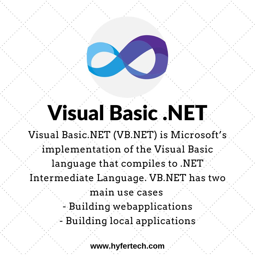 HyferTech's tweet image. Understanding your #techstack for the next project is crucial.If you come from a non-technical background,it can be very confusing. Hyfer Technologies would love to share our knowledge of some popular programming languages.Topic of the today is #vb 
#techstackthursday #hyfertech