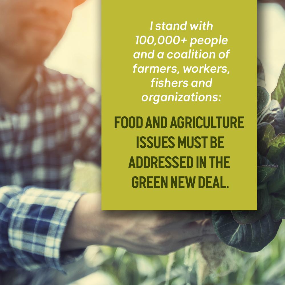 We need a #GreenNewDeal that fixes our #food system in order to combat #climatechange. 100,000 signers (and counting!) agree that addressing food and #agriculture issues should be central to any #GreenNewDeal. RT if you agree! #GreenNewFoodDeal