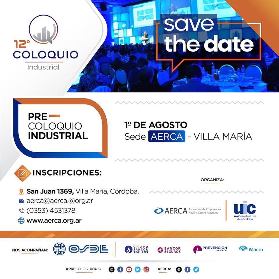UICba's tweet photo. #ColoquioUIC 2019

📣SUMATE a la nueva edición del #PrecoloquioUIC en la ciudad de Villa María.

🛑¡SAVE THE DATE #PrecoloquioUIC !🛑

🗓 1 de agosto
🕗 15:00 H.
📍 San Juan 1369, AERCA, Villa María

✉️Inscripciones: 
info@aerca.org.ar https://t.co/q9dzfpkrJa