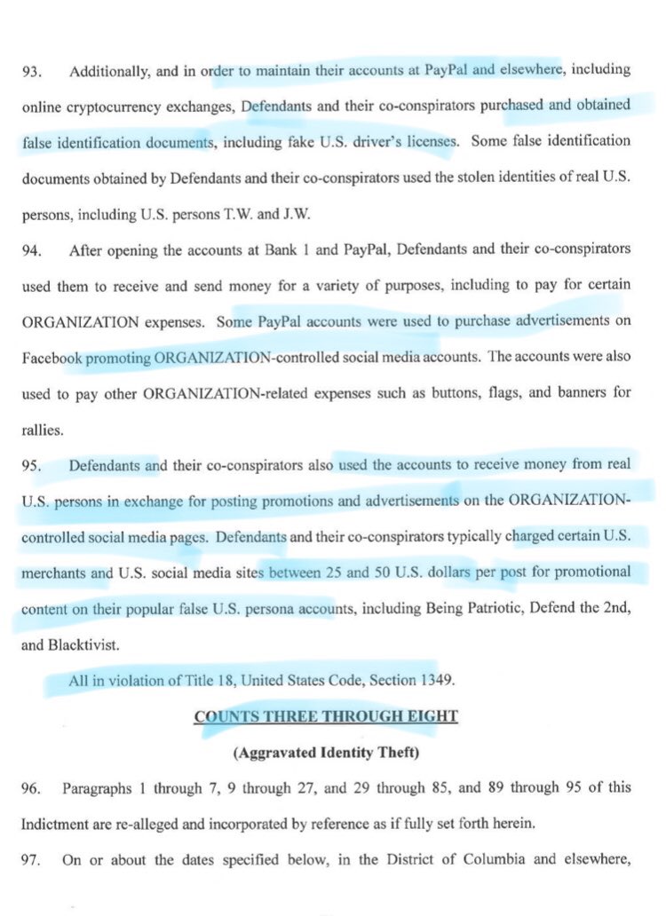 19/ STOLEN IDENTITIES/STOLEN ELECTION: Title 18 violations.Cryptocurrencies pay for fraud and deceit.Everything fake except the impact: that was real.I don’t need to wait for a magical fairy to descend on the land and say Russia did not impact our election.Plz see #9.