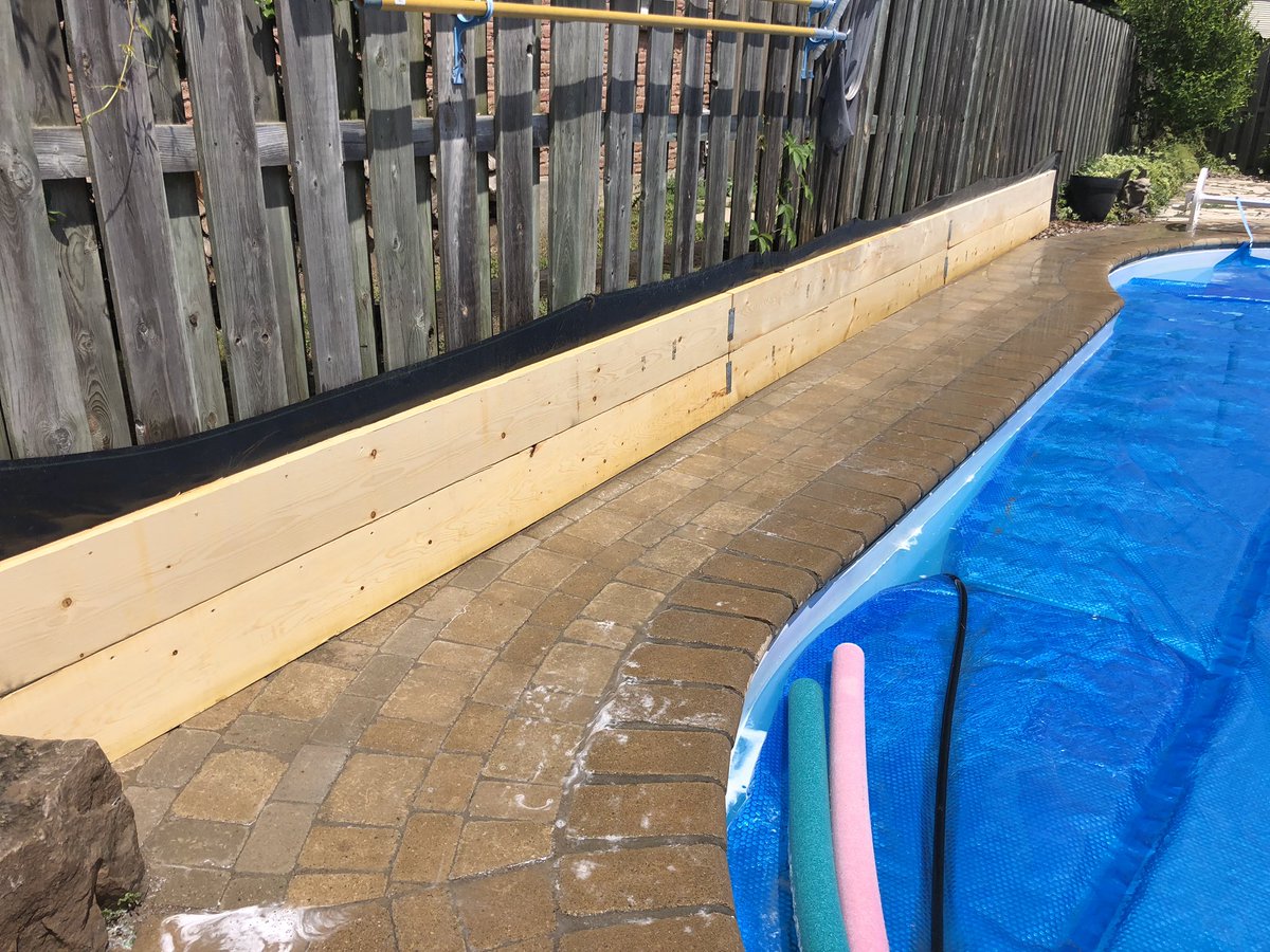 Quick clean addition plus some reinforcement. When your neighbours yard is higher and creates a lot of issues. #hardscapelife #hardscapebrotherhood #ydinitiative #unilock