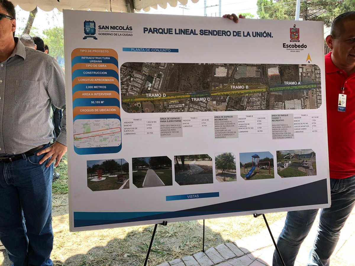 #InformaSN 🔔 | Hoy el Gobierno de la Ciudad en conjunto con la Ciudad hermana de Escobedo, da inicio al Proyecto de Rehabilitación y equipamiento del Andador de Sendero. 🚶🌳