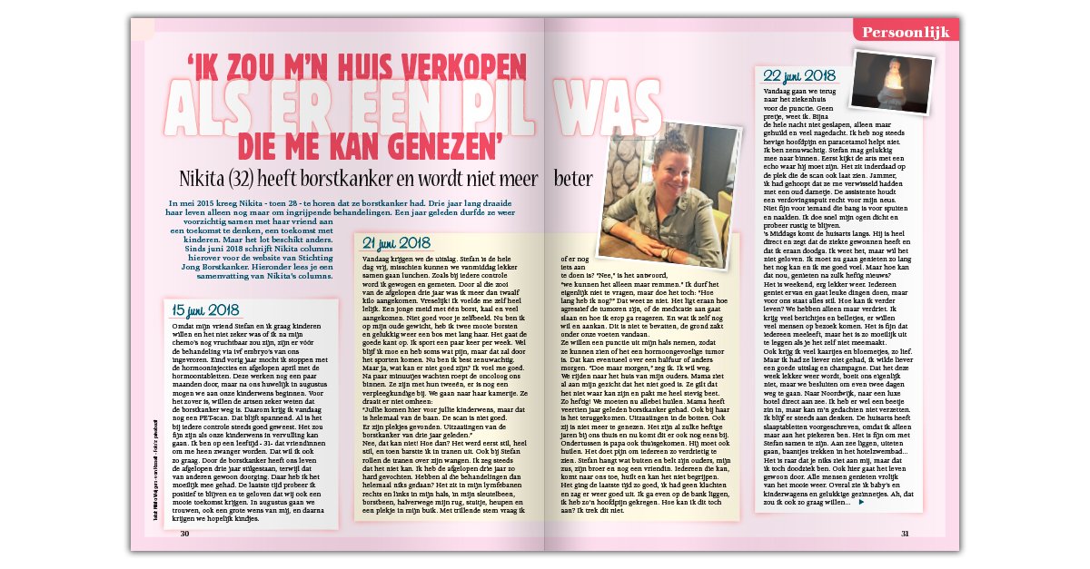 Na drie jaar was de #kanker terug en zonder kans op genezing. Hoe ga je dan om met 'toekomst'? Nikita vertelt...

ow.ly/C4WW50uYnwX
