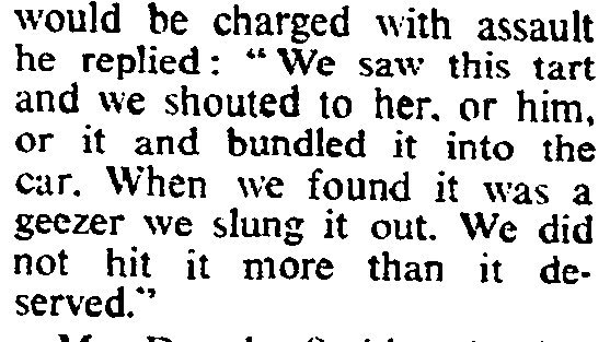 Defendant shows no remorse after assaulting  a man walking home from a fancy dress party dressed as a fairy, and completely dehumanises victim in testimony. Sad that 50 years on these attitudes still exist- in court or out of it.
#ESRCvictims