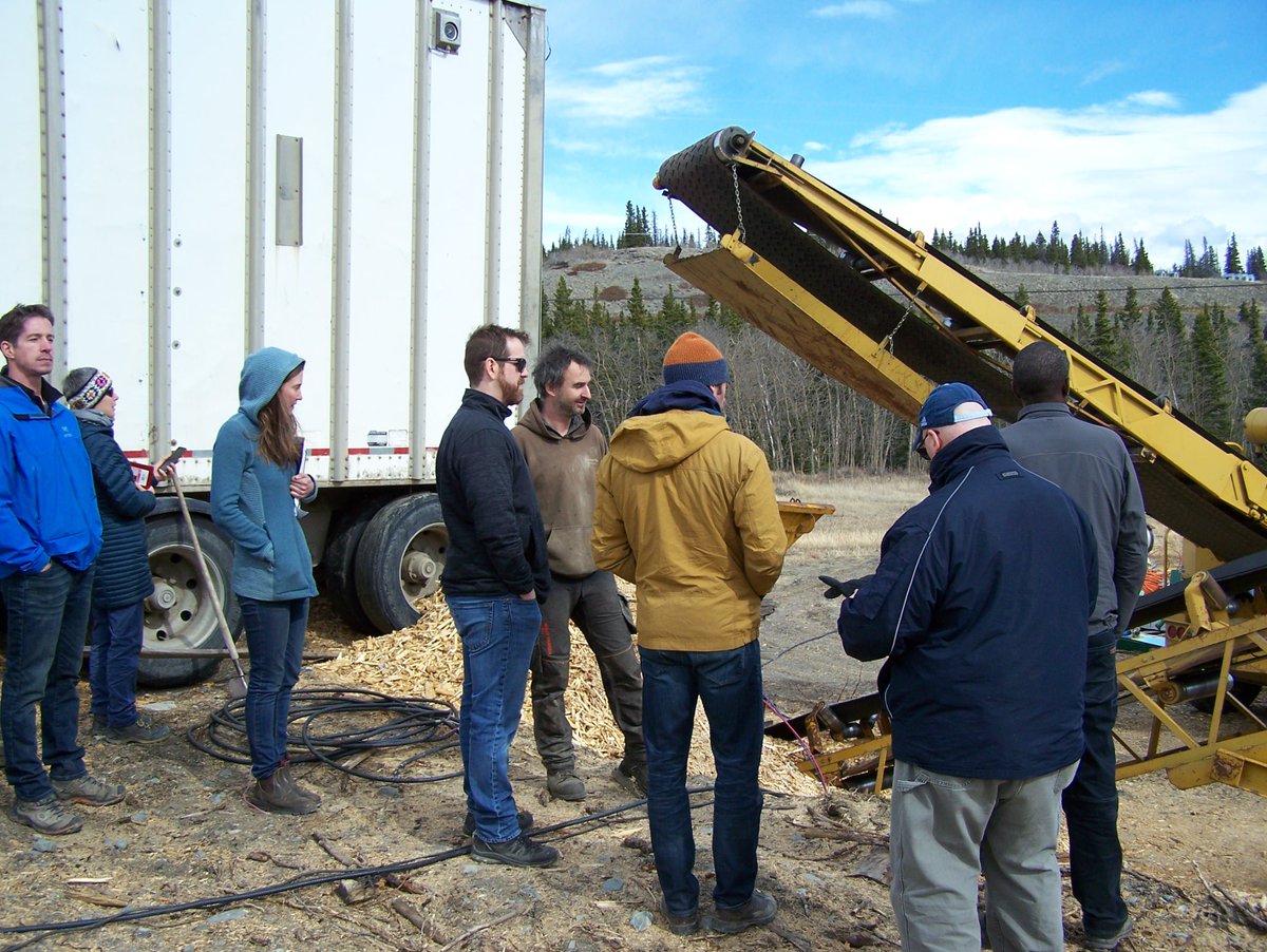 EMRYukon's tweet photo. #TBT This spring, First Nation partners and energy advisors toured Yukon-based, operational #biomass facilities. Bear Creek Logging in Haines Junction turns waste/slash pile wood into chips to fuel biomass burners. Check out the chipper! #RenewableEnergy https://t.co/fGSeJPhCdD https://t.co/So7iyogsZd