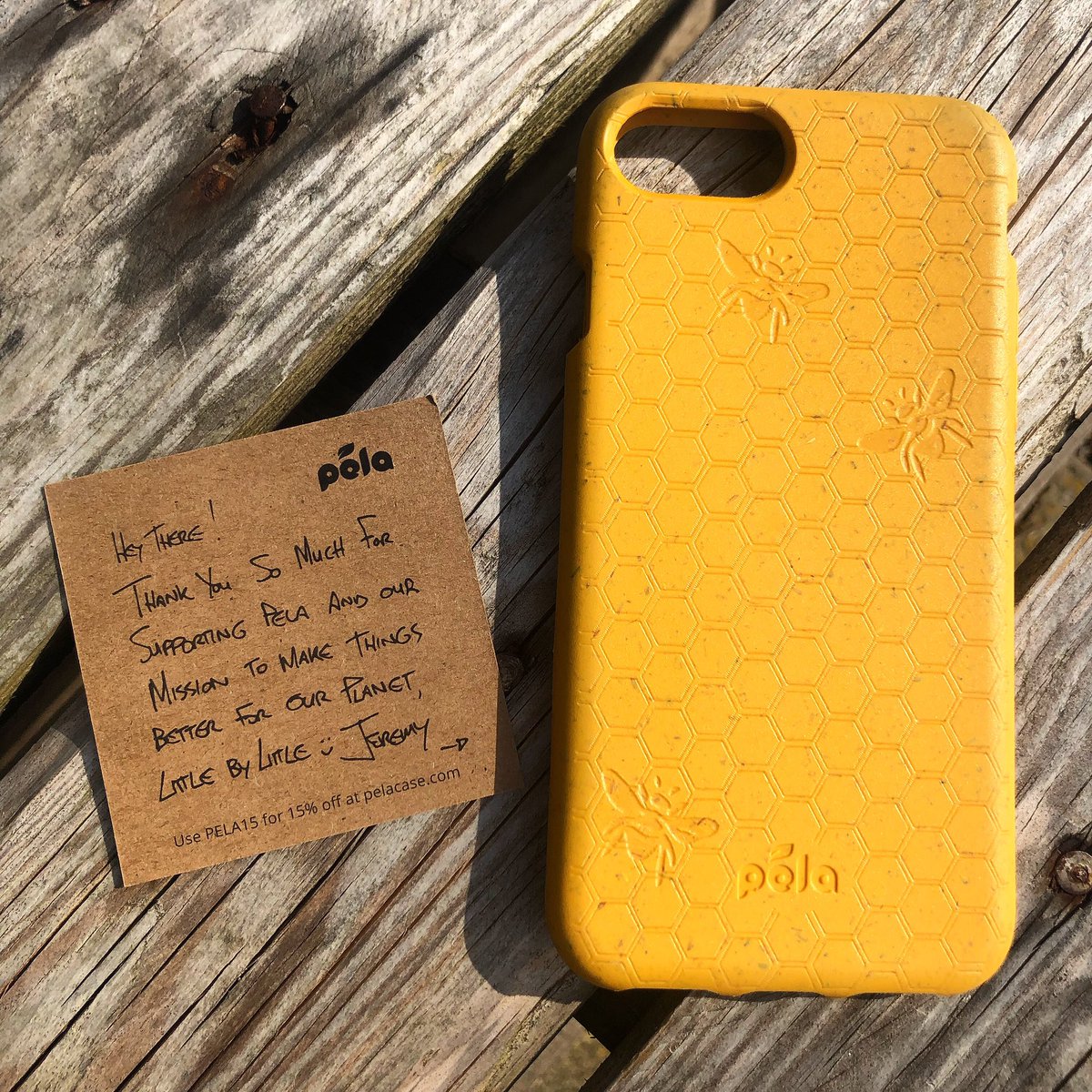 Buzzing about my <a href="/PelaCase/">Pela Case</a> Honey Bee case 🐝100% compostable keeping communication #sustainable🌱 Reuse. Reduce Recycle♻️  #pelacase #eco #ecofriendly #ecofriendlyproducts #sustainable #compostable #believeinbetter #bethechange #zerowaste #noexcuses #savethebees #leadtheway