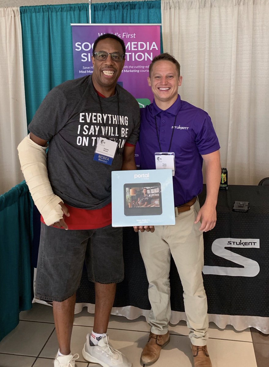StukentApp's tweet photo. Congratulations to Thomas Murphy of Harding University High School, winner of the Facebook Portal at #CTESC19 in North Carolina! We love meeting motivated educators. https://t.co/0tik6v4Eqj
