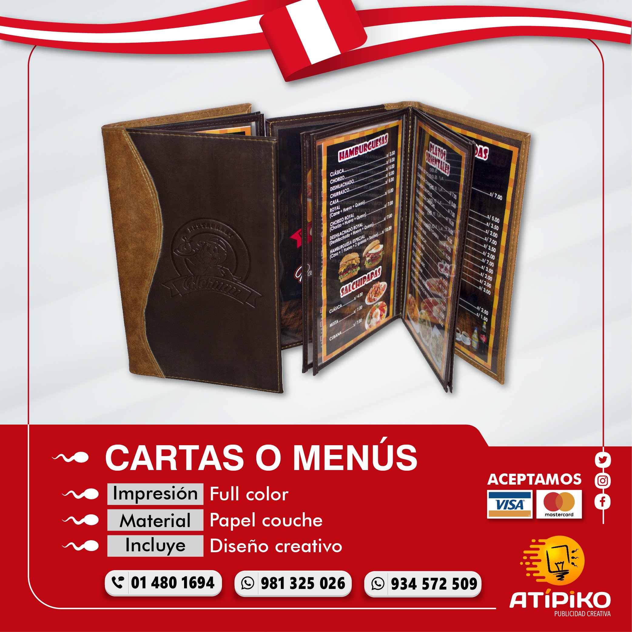 Porta cartas para restaurant Perú