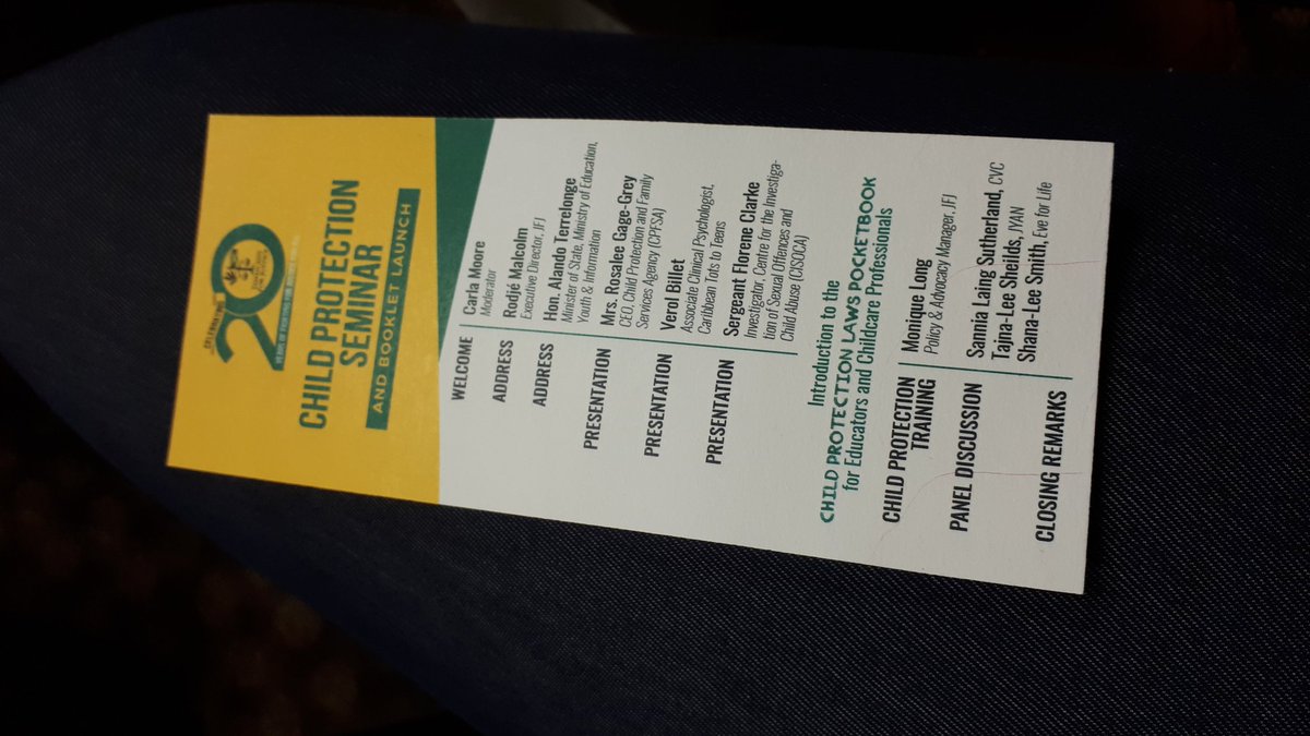 ArtTherapyJam's tweet photo. Profound and informative presentations at the @JAForJustice Child Protection seminar at @UWImona today.
#childprotection #bookletlaunch https://t.co/xQlp8gnoRk