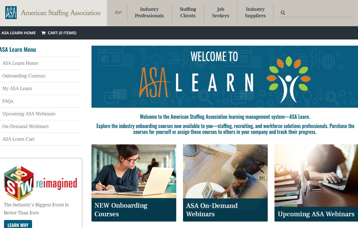 StaffingTweets's tweet photo. Want to train new hires/offer refresher to seasoned team members? ASA launched #ASALearn, online platform that hosts onboarding courses designed for #staffing pros: Introduction to Staffing Industry, Fundamentals of Sales & Fundamentals of Recruiting https://t.co/mSzqiaUfCn https://t.co/PIRZLl6Yin