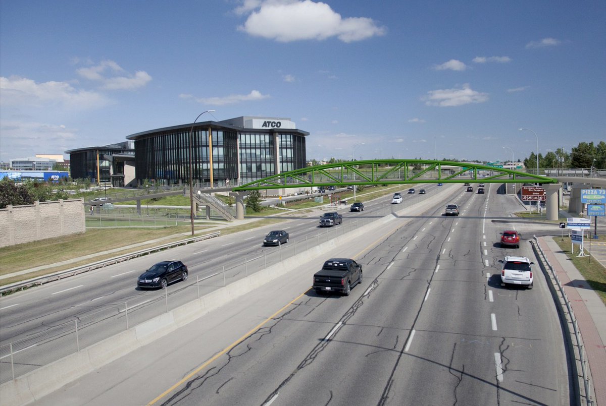 rkvisualization's tweet photo. Located over Crowchild Trail at 54 Avenue SW, #yyc's new bridge  will provide safe crossings and improved accessibility. Members of the community will have better access to nearby bus stops and greater mobility within linking communities! #rkvisualization #safecrossings https://t.co/AFPNNPNAD8