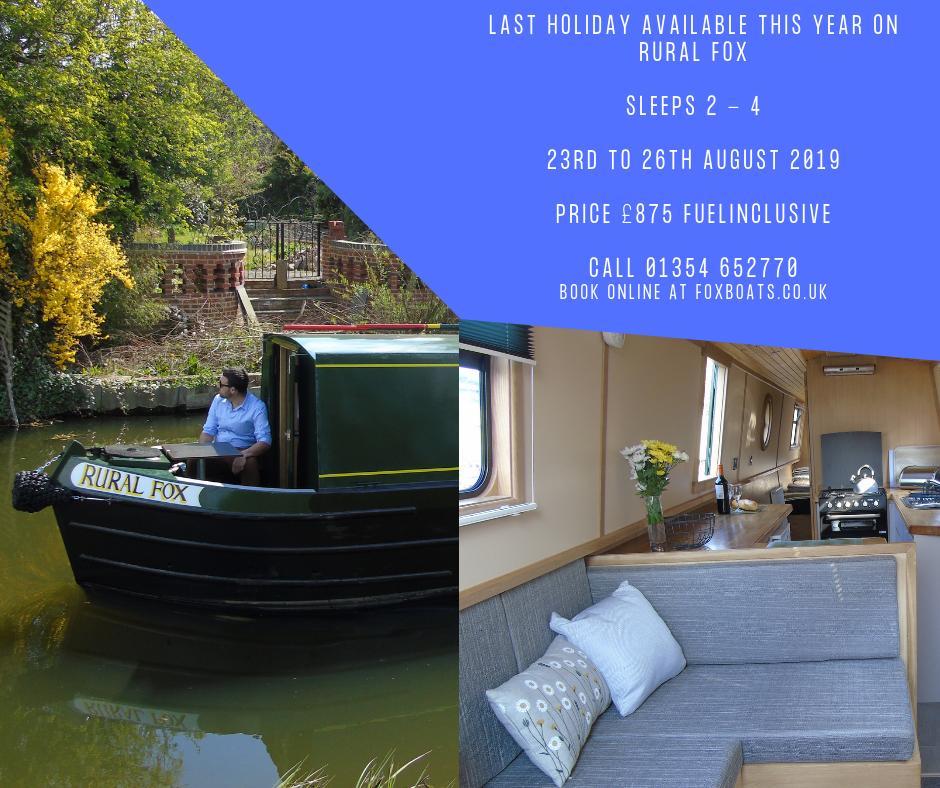 FoxNarrowBoats's tweet photo. Last holiday available on Rural Fox in 2019.  2020 holidays also available https://t.co/Spfdo1aRZd #narrowboat #cambridgeshirefens #staycation #rivernene #rivergreatouse #middlelevelnavigation https://t.co/GEiPOGlVIY
