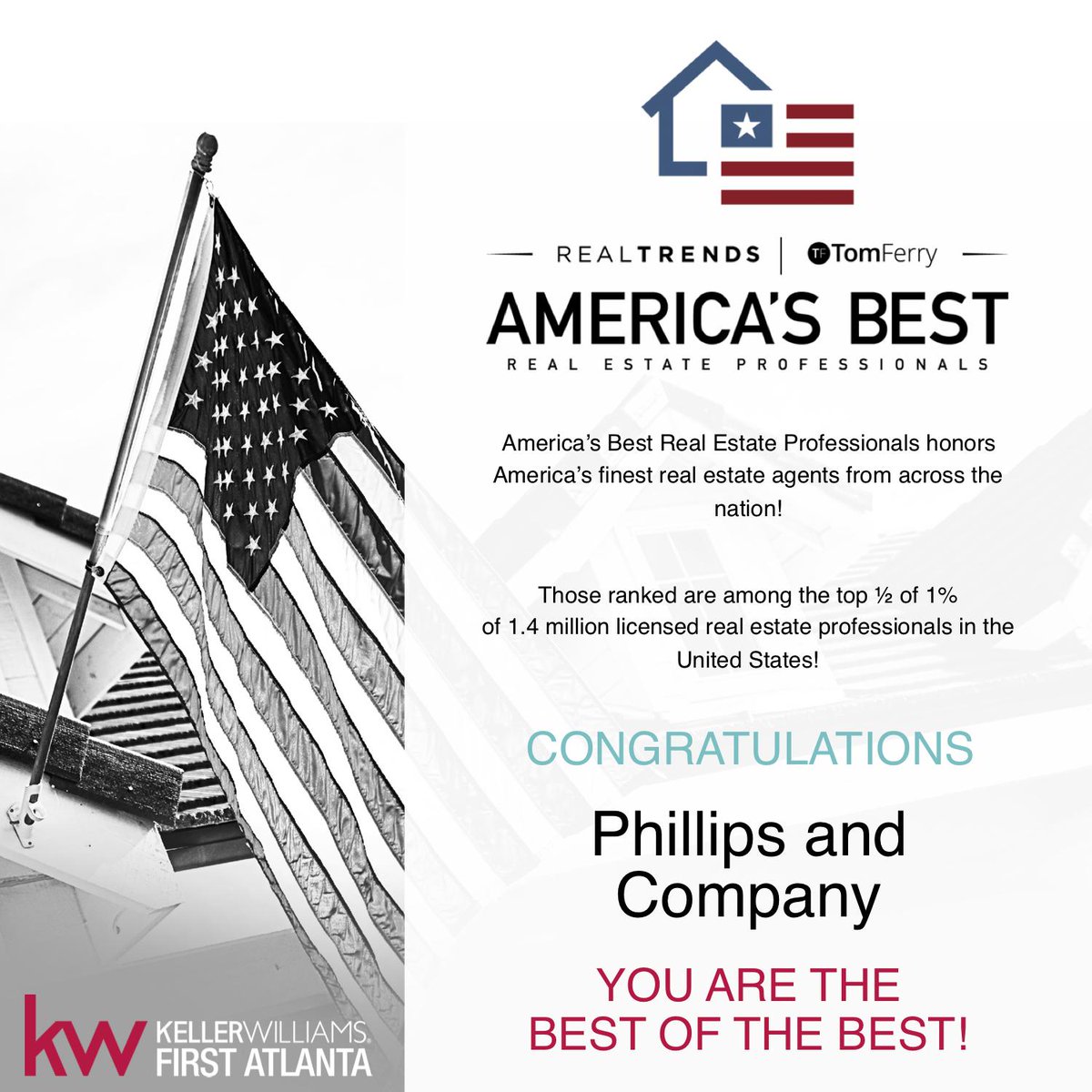 PhillipsCoHomes's tweet image. It's such an honor to be recognized for @realtrends America's Best Real Estate Professionals! Thank you! 🙂🙏🏠
#ThursdayThoughts #RealEstate