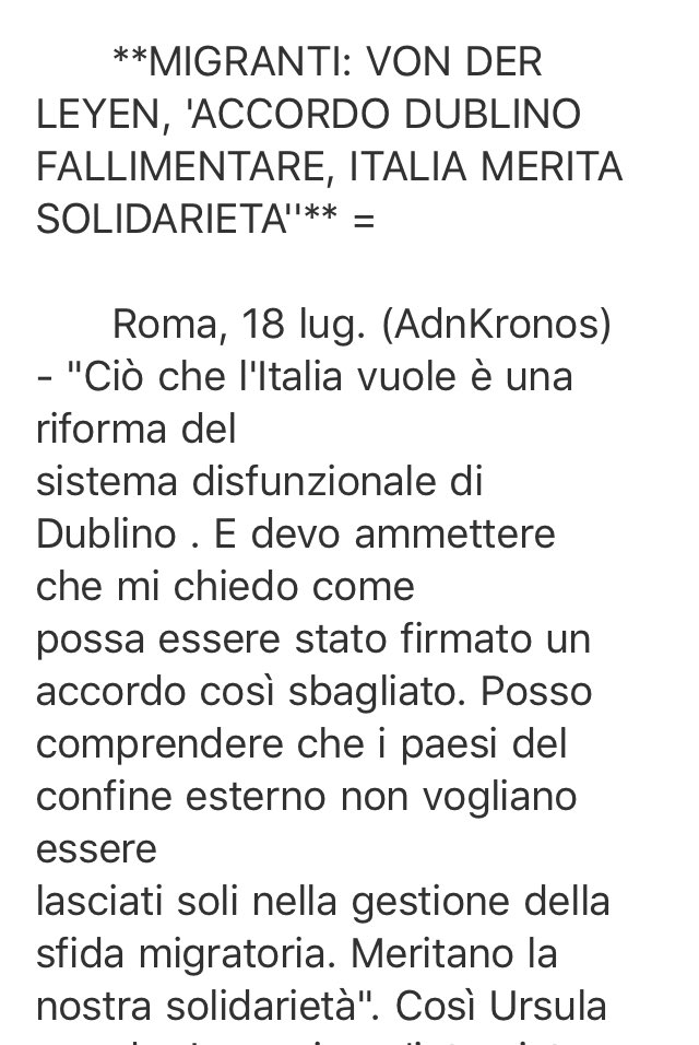 Dichiarazione importante e netta.