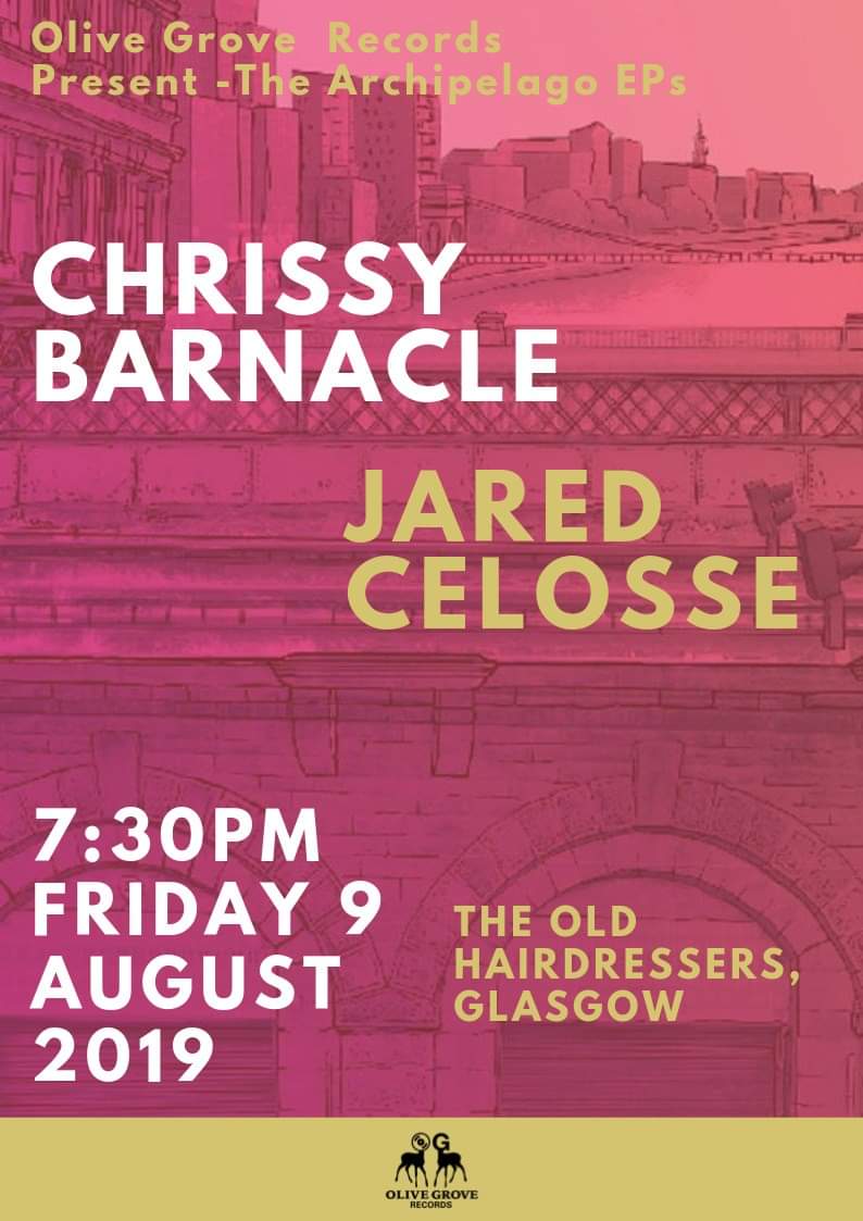 OliveGroveRCRDS's tweet photo. We are officially launching the first in our series of Archipelago EPs at The Old Hairdressers on Friday 9 August.

Providing the entertainment on the evening we have Chrissy Barnacle and Jared Celosse. https://t.co/kJ8QTUSLdU