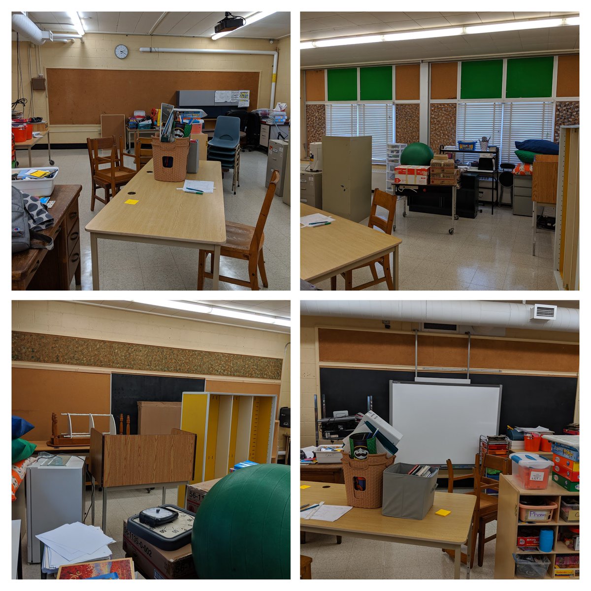 MmeDolby's tweet photo. It's a clean slate! Bare bulletin boards. Bare walls. Woohoo! First step accomplished. #iloveteaching #summerworkhours https://t.co/xzihEcZU3z
