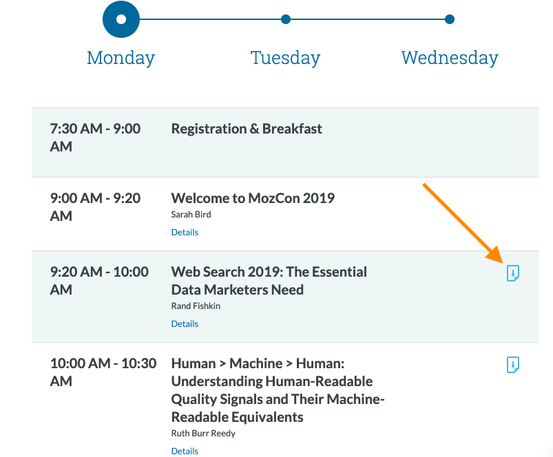 Even if you didn't attend #MozCon—but want to download any deck—you can for free:

1) Sign in/create a free <a href="/Moz/">Moz</a> community account
2) Go here: moz.com/mozcon/schedule
3) Hit the download icon for any talk 📥