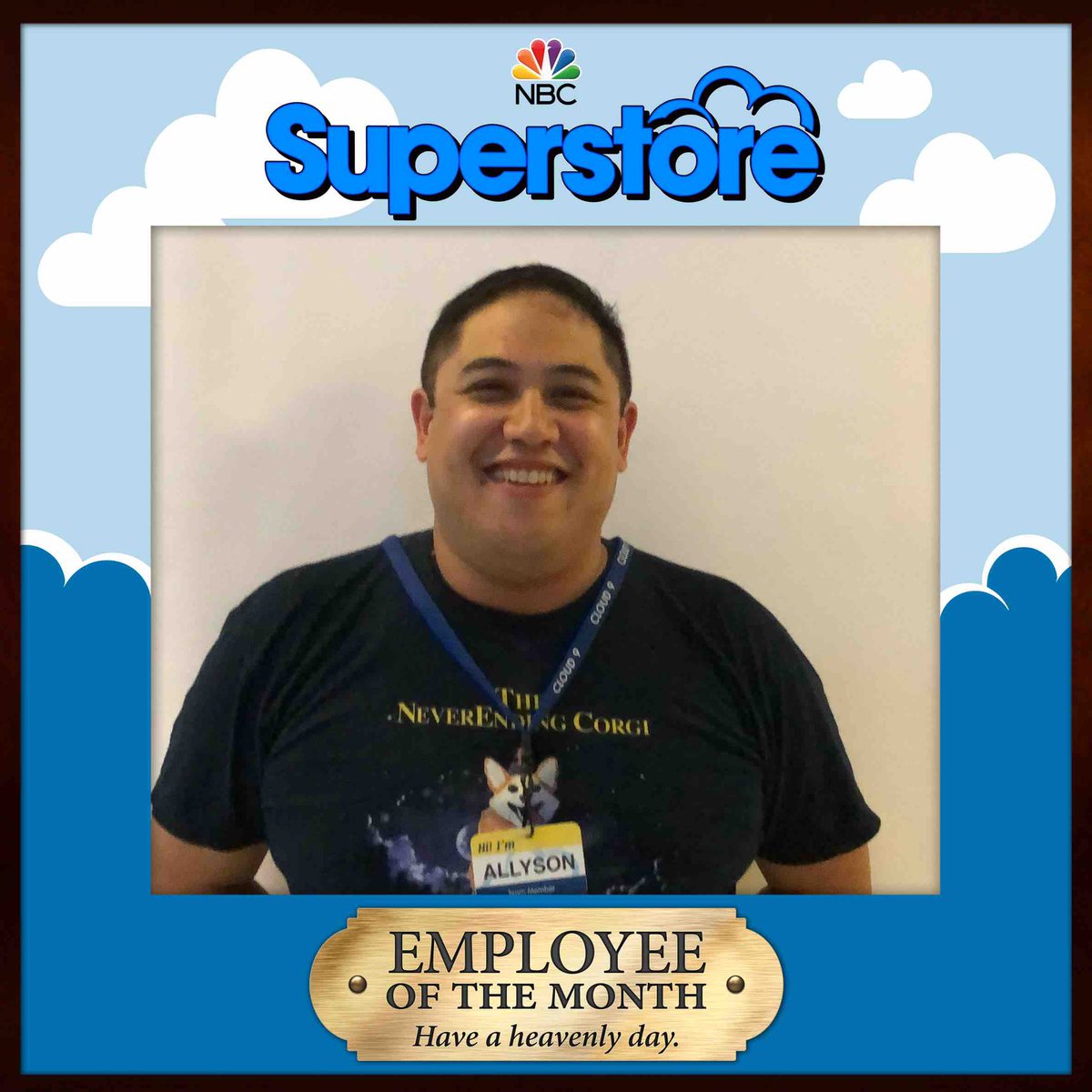 CorgiKohmander's tweet photo. The #Cloud9 #Superstore offsite was pretty awesome. Got some temporary tattoos and enamel pin. #RIPCheddar @nbc #SDCC #SDCC2019 #SDCC50 https://t.co/36F8AwFBaC