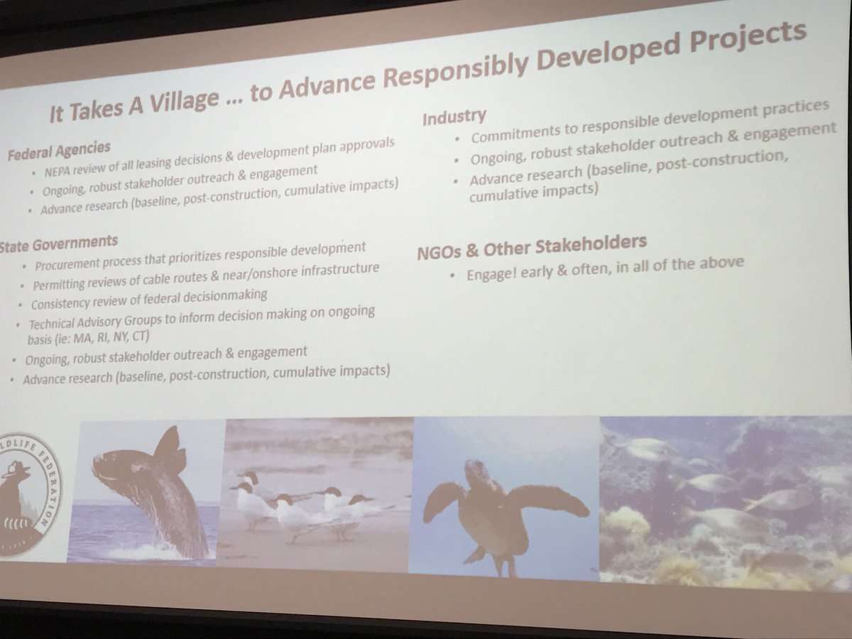 It takes a Village to responsibly develop OSW!  NGOs, stakeholders, get involved from day 1! Thank you <a href="/NWF/">National Wildlife Federation</a> for what you do for #NJWind
