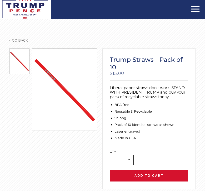 passantino's tweet photo. The Trump campaign is now selling plastic straws because of course https://t.co/LZYa7Pah6k