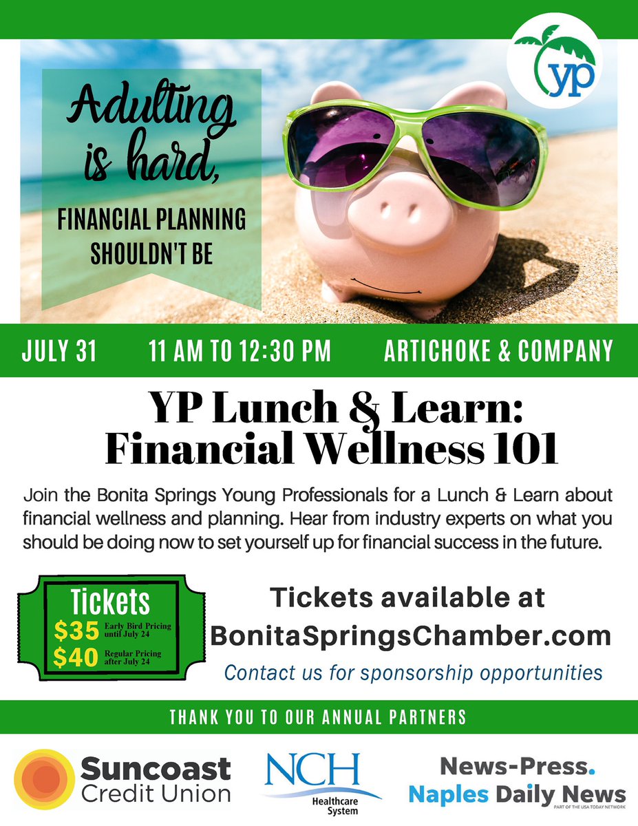 Ticket prices will increase on the 24th! Be sure to secure your spot soon. 
#lunchandlearn #savingforretirement