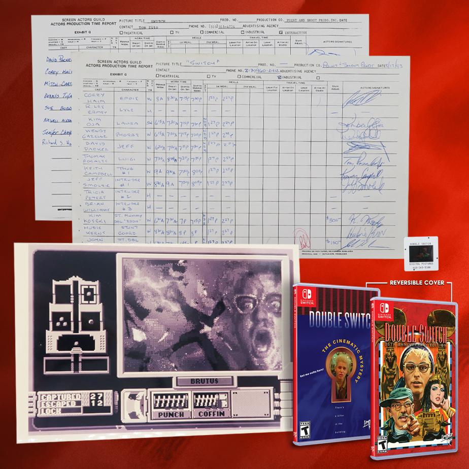 LimitedRunGames's tweet photo. You could win a copy of Double Switch on Switch along with this memorabilia!

1. Follow @flashfilmworks &amp; @LimitedRunGames.
2. Like and retweet this message.

We'll draw a winner tomorrow morning shortly before preorders open. https://t.co/ul4VjmOPSK