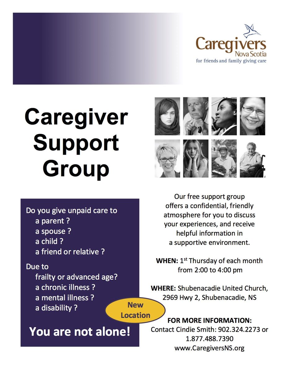 CaregiversNS's tweet photo. @CaregiversNS has a support group in Shubenacadie! If you're a family or friend caregiver in the Shubenacadie area, contact us to find out how this support group can help. https://t.co/sdP6mg6hHY
