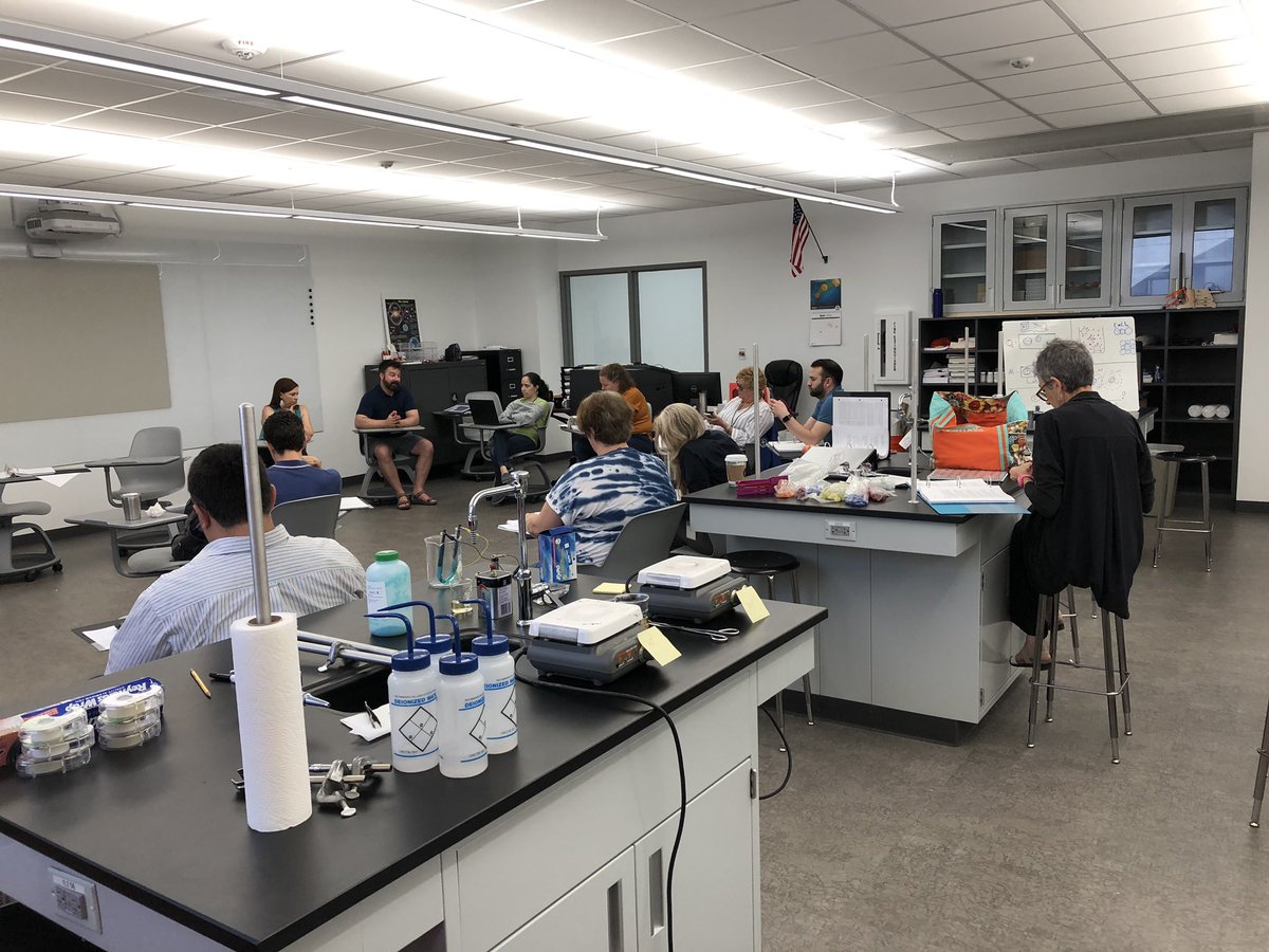 StemHou's tweet photo. Chemistry modeling workshop day! One more day to go. Shout out to this great group of teachers who spent two weeks of their summer “break” improving their instructional methods! @AMTAteachers https://t.co/PQS55Jvt9h