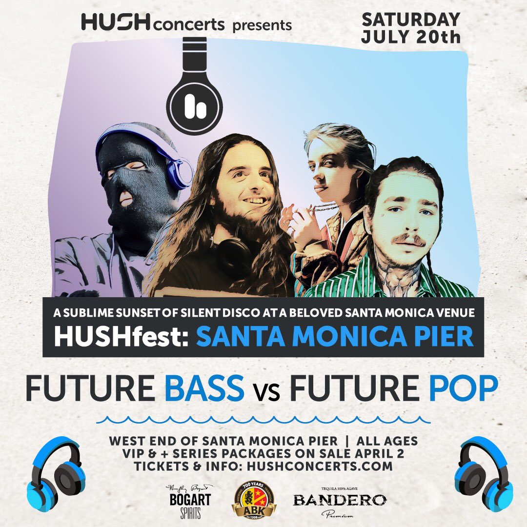 hushconcerts's tweet photo. 🚨Attention LA HUSHfam!🚨We are just 2 days away until we hit the @SantaMonicaPier again for another round of #HUSHfest! This time will be the battle of Future Bass vs. Future Pop! We’ll be turning from 7pm-12am🙌. You DON’T wanna miss out! Get your tix at https://t.co/zK0Iu6mLsq https://t.co/g8LGyEXAhu