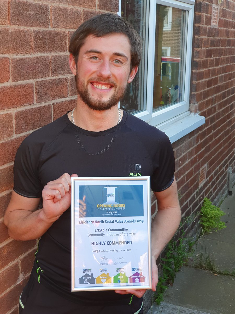 Moosical's tweet photo. I love my job and some bits are extra special. After a fab evening at @SheffFutures I had the pleasure of giving @JosephLucassi his highly commended award from @ENAbleCIO /@EfficiencyNorth #socialvalue CIF project of the year. Very well deserved. https://t.co/yi9FitCiar