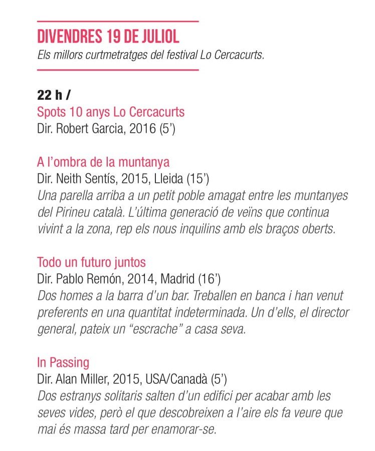 museudecervera's tweet photo. @paeriacervera @cervera2019 @cultura_cat @culturacatalana @xmtlla 📢I demà, divendres 19 de juliol, 22h, també a la terrassa de la Casa Duran @museudecervera, continuem amb el 1r passi dels millors curmetratges del festival @LoCercacurts📽️👇    No us ho perdeu! Us hi esperem!  
#MMEU #cinemakm0 #cervera2019 #laSegarra 
@paeriacervera https://t.co/jNjHol2REq
