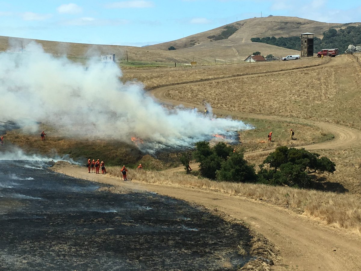 <a href="/CALFIRE_SLO/">San Luis Obispo County Fire Department</a> Crews conducting a 60 acre prescribed burn at Camp San Luis Obispo. Fire crews will remain on scene for several hours. #calfiresanluisobispo #instagram