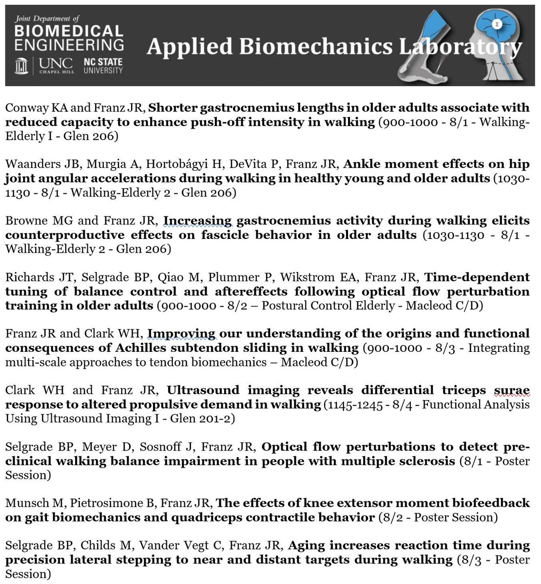 Jason Franz (@franzbiomech) on Twitter photo Our group has an exciting time ahead <a href="/ISB_ASB2019/">ISB-ASB 2019</a>. For anyone interested, here is a summary of our Podium and Poster presentations and where to find us. #biomechanics. <a href="/mgbrowne9/">Michael Browne</a> <a href="/KatieAConway/">Katie Conway PhD</a> <a href="/wihclark/">Billy Clark</a> @mandymunsch <a href="/brian_selgrade/">Brian Selgrade</a> and others! (Corrected) Our group has an exciting time ahead <a href="/ISB_ASB2019/">ISB-ASB 2019</a>. For anyone interested, here is a summary of our Podium and Poster presentations and where to find us. #biomechanics. <a href="/mgbrowne9/">Michael Browne</a> <a href="/KatieAConway/">Katie Conway PhD</a> <a href="/wihclark/">Billy Clark</a> @mandymunsch <a href="/brian_selgrade/">Brian Selgrade</a> and others! (Corrected)