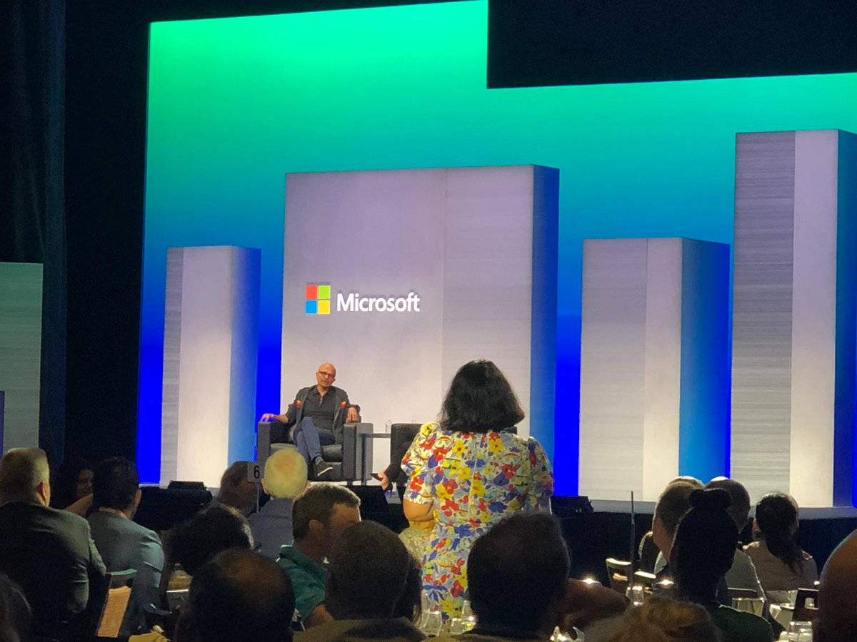 Two brilliant people in one photo - <a href="/satyanadella/">Satya Nadella</a> and Kate Wood at the <a href="/TheWITNetwork/">The WIT Network</a> Luncheon yesterday! #MSInspire #WIT #DreamOutLoud #BeTheChange