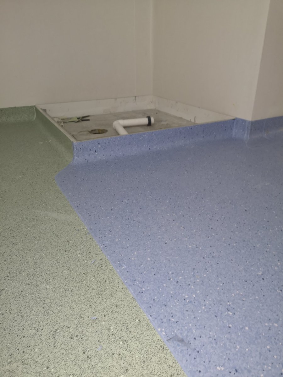 Shower room with <a href="/Polyflorltd/">Polyflor</a> <a href="/polyflor_canada/">Polyflor Canada</a>  Polyflor Prestige Polyflor Polysafe Polyflor Polyclad using <a href="/QuantumFlooring/">Quantum Flooring</a> Internal and External Floormitre cap and cove system. #modular <a href="/MPBAUK/">Modular and Portable Building Association (MPBA)</a>