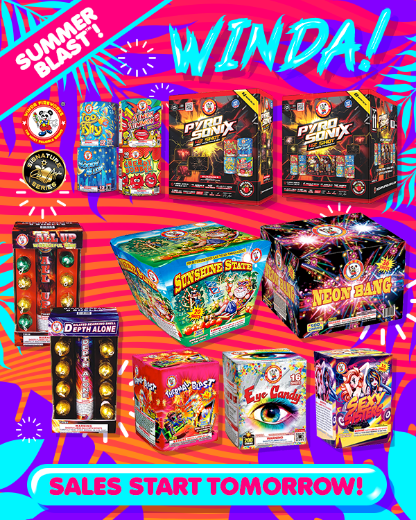 redapplefw's tweet image. Summer BLAST™ sales start TOMORROW!

We're putting 90+ fireworks on sale including your favorite Winda cakes, shells, rockets &amp;amp; more!

Check out all #SummerBLAST™ specials here: bit.ly/2JOqly3

See you this weekend, #PyroSquad! #welovefireworks® #litAF™