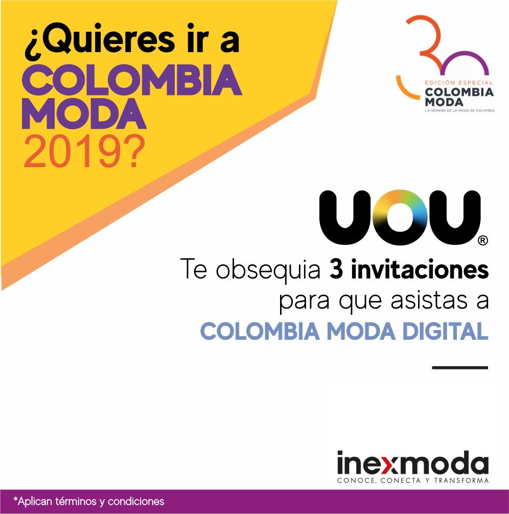 uousocks's tweet image. ¿Quieres asistir a #ColombiaModa2019? 👗 ¡Nosotros te llevamos! sigue esta cuenta y dinos en los comentarios qué es lo que más te gusta de la feria, mencionando a @INEXMODA y así podrás participar por tres invitaciones.

-Invitaciones válidas para un día / Acceso Pabellón Blanco-
