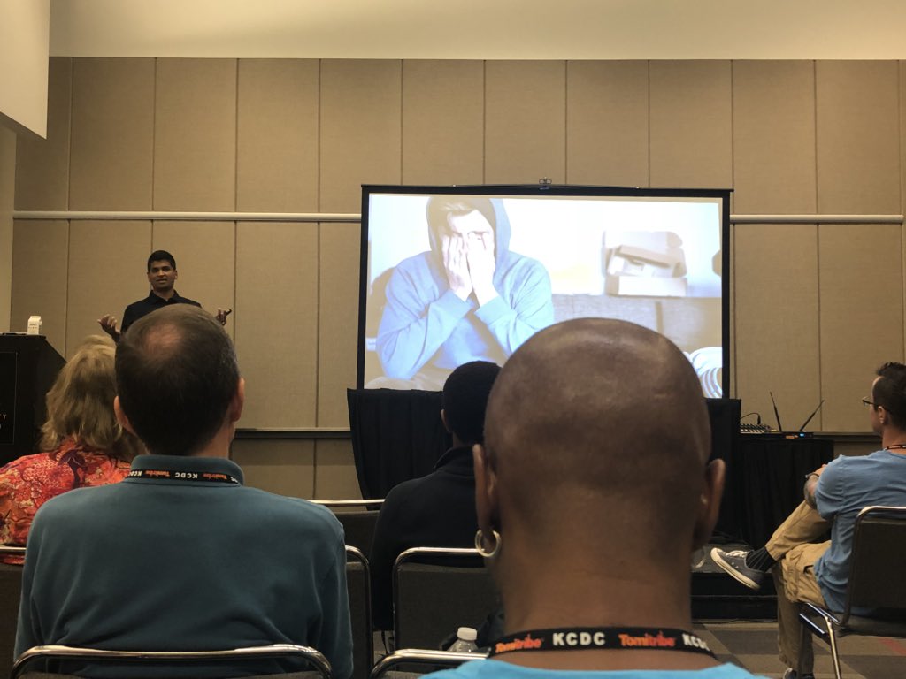 AdhithiRavi's tweet image. “Meet Adam the frustrated developer who is frustrated with tests” @avindrafernando @kc_dc #kcdc2019 #ReactTesting