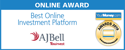 YourMoneyUK's tweet photo. A second win for @AJBellYouinvest collecting the trophy for Best Online Investment Platform #YMA2019 https://t.co/7vMh2GM83S