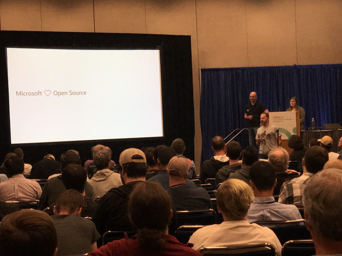 bridgetkromhout's tweet image. Hipster with waxed mustache: “Microsoft killed my pappy.” 

@shanselman: “You’re 19, dude. You weren’t even alive when we killed your pappy.”

(Feelings stay long after our behavior has changed; we’re active in the community to change those assumptions.) #oscon