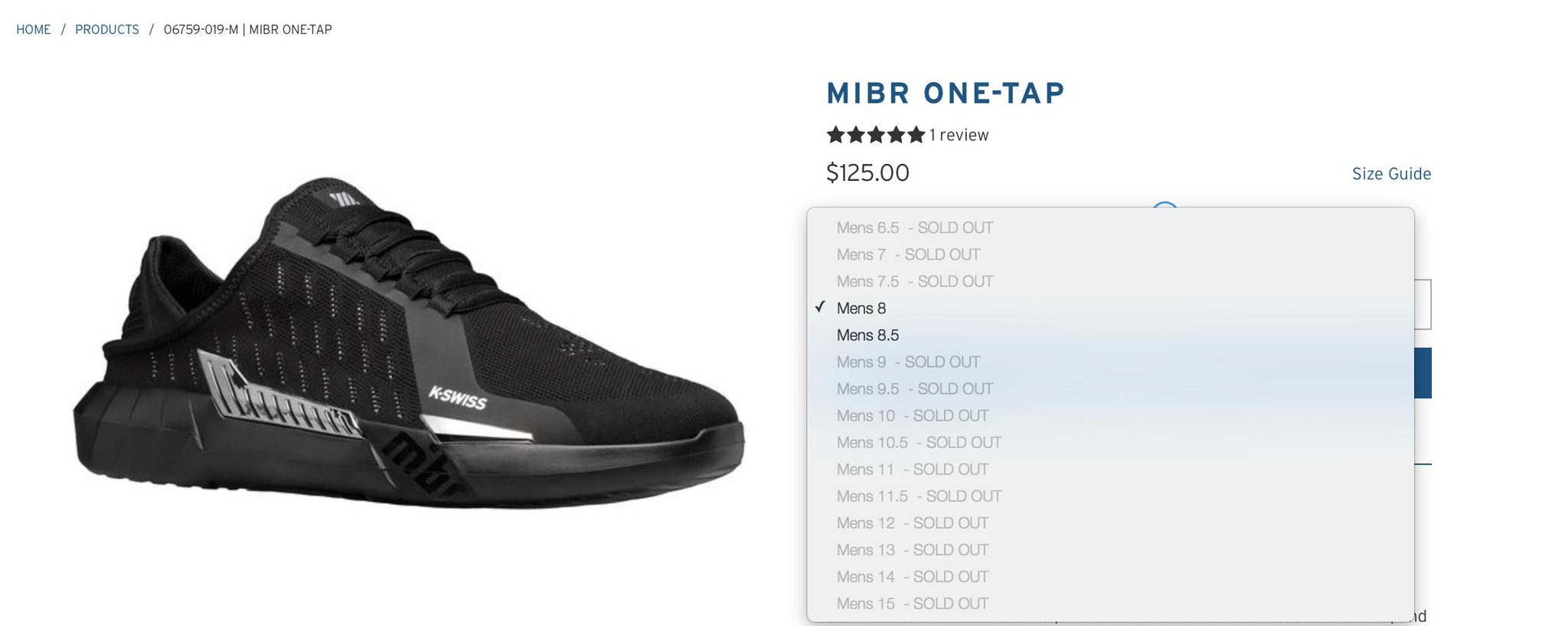 k swiss mibr one tap